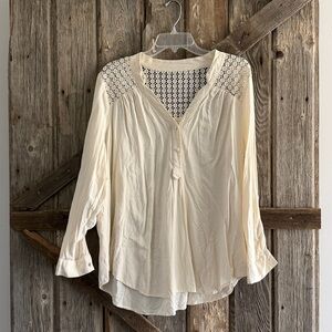 Modcloth Ivory Blouse with Crochet Detail